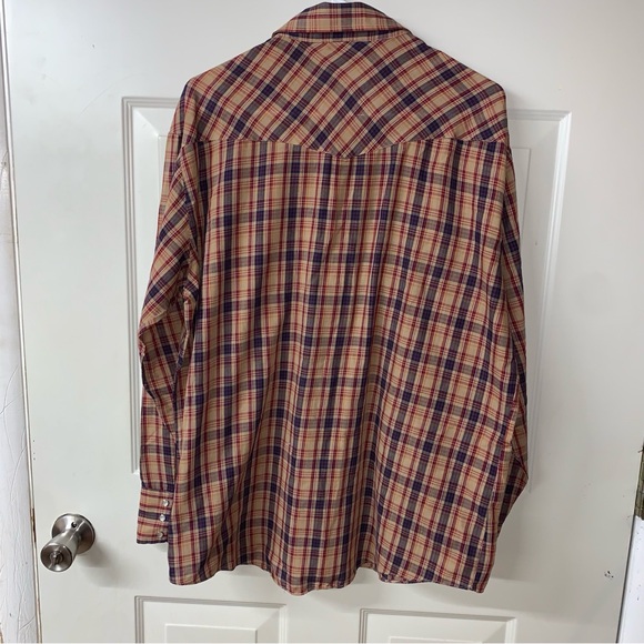 Vintage Montgomery Ward Plaid Lightweight Longsleeve Snap Up Shirt sz L - Picture 5 of 9